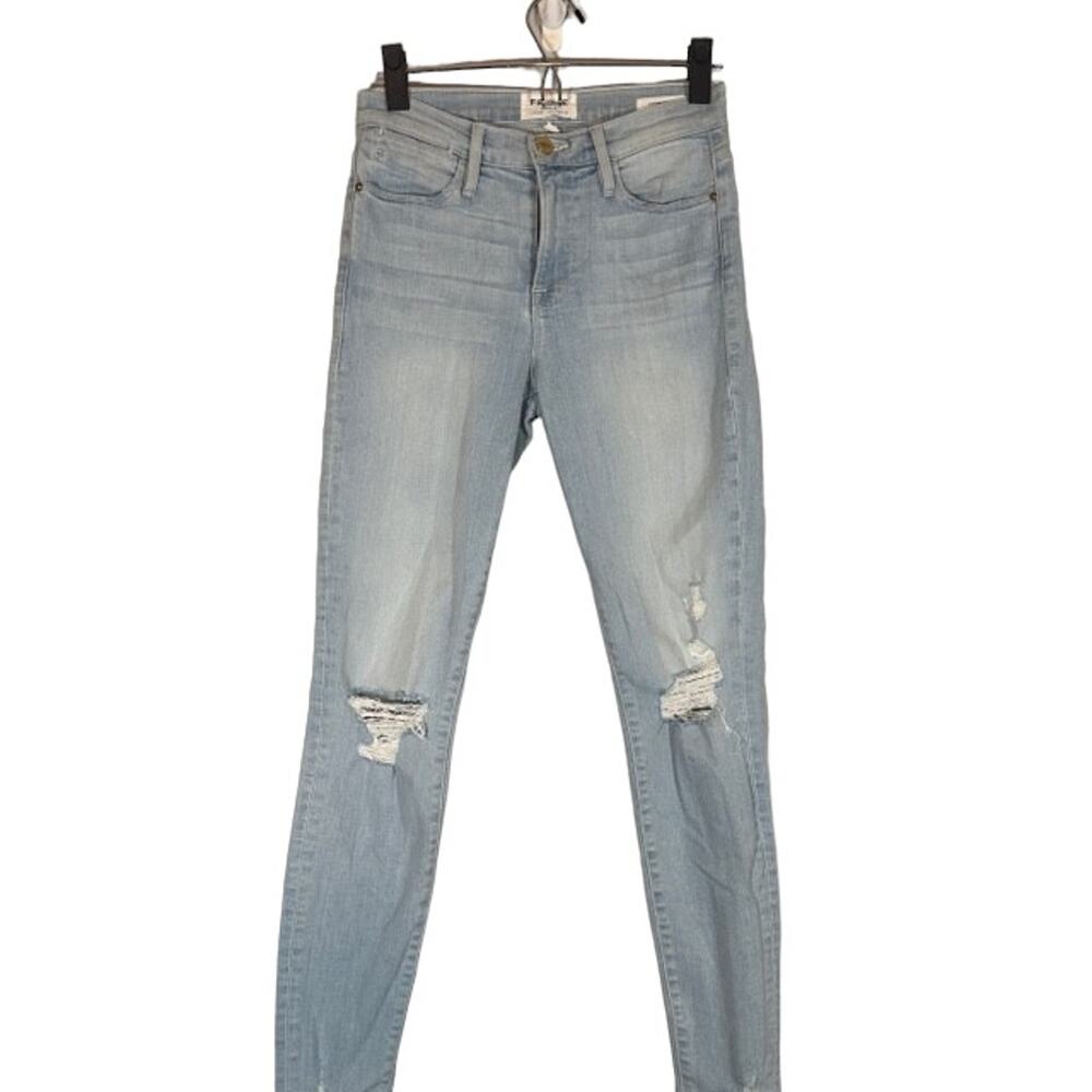 FRAME Le High Skinny Rush Distressed Blue Denim Jeans Women’s Size 25